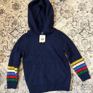 NWT Boden Kids Size 3-4 College Rainbow Navy Hooded Sweater